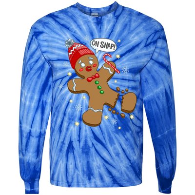 Gingerbread Cookie Xmas Oh Snap Funny Cute Christmas Gift Tie-Dye Long Sleeve Shirt