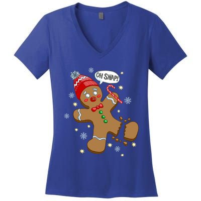 Gingerbread Cookie Xmas Oh Snap Funny Cute Christmas Gift Women's V-Neck T-Shirt