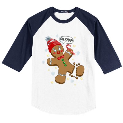 Gingerbread Cookie Xmas Oh Snap Funny Cute Christmas Gift Baseball Sleeve Shirt