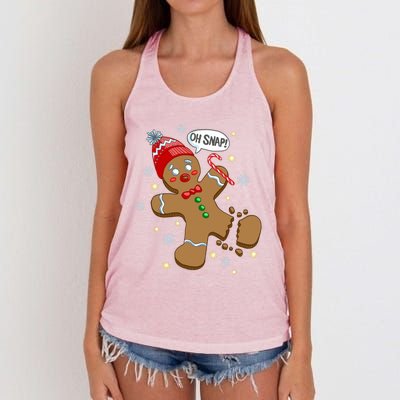 Gingerbread Cookie Xmas Oh Snap Funny Cute Christmas Gift Women's Knotted Racerback Tank