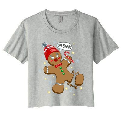 Gingerbread Cookie Xmas Oh Snap Funny Cute Christmas Gift Women's Crop Top Tee