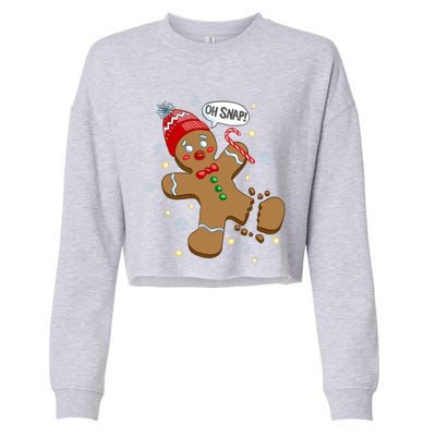 Gingerbread Cookie Xmas Oh Snap Funny Cute Christmas Gift Cropped Pullover Crew