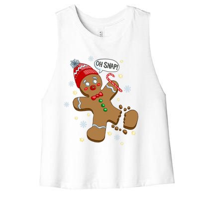 Gingerbread Cookie Xmas Oh Snap Funny Cute Christmas Gift Women's Racerback Cropped Tank