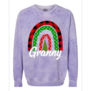 Granny Cute Xmas Rainbow Red Plaid Leopard Christmas Tree Gift Colorblast Crewneck Sweatshirt