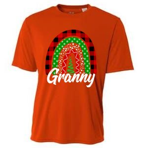 Granny Cute Xmas Rainbow Red Plaid Leopard Christmas Tree Gift Cooling Performance Crew T-Shirt