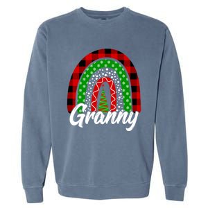 Granny Cute Xmas Rainbow Red Plaid Leopard Christmas Tree Gift Garment-Dyed Sweatshirt