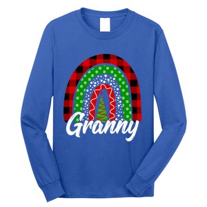 Granny Cute Xmas Rainbow Red Plaid Leopard Christmas Tree Gift Long Sleeve Shirt