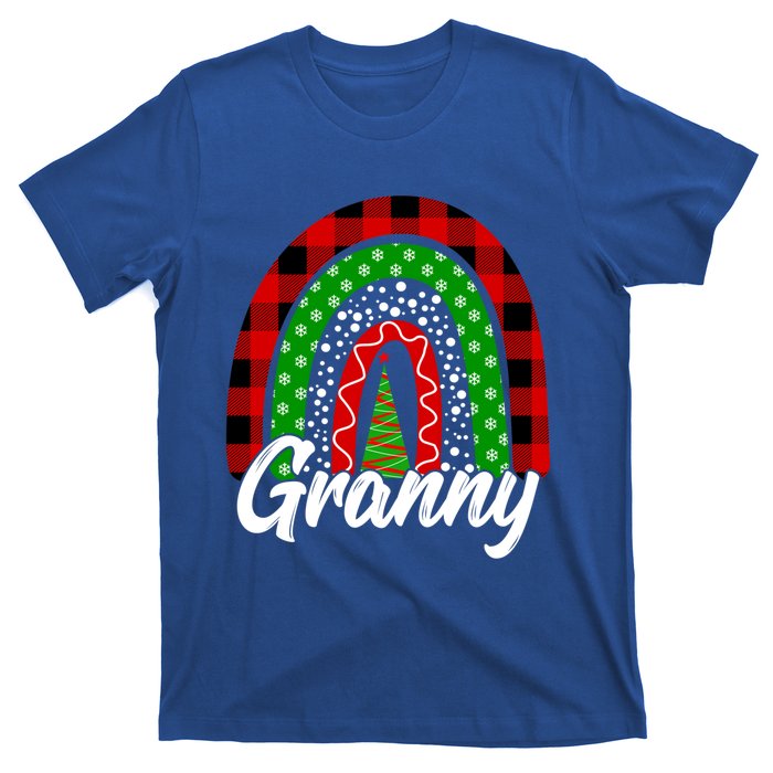 Granny Cute Xmas Rainbow Red Plaid Leopard Christmas Tree Gift T-Shirt