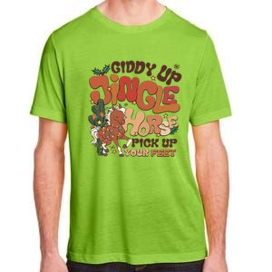 Groovy Cow Xmas Giddy Up Jingle Horse Pick Up Your Feet Gift Adult ChromaSoft Performance T-Shirt