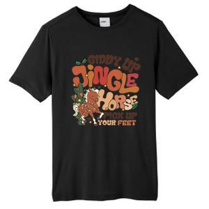 Groovy Cow Xmas Giddy Up Jingle Horse Pick Up Your Feet Gift Tall Fusion ChromaSoft Performance T-Shirt