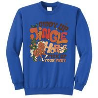 Groovy Cow Xmas Giddy Up Jingle Horse Pick Up Your Feet Gift Sweatshirt