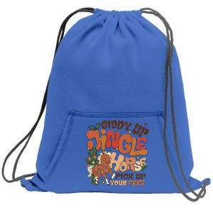 Groovy Cow Xmas Giddy Up Jingle Horse Pick Up Your Feet Gift Sweatshirt Cinch Pack Bag