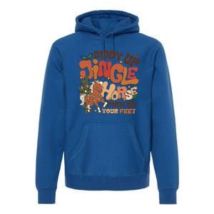 Groovy Cow Xmas Giddy Up Jingle Horse Pick Up Your Feet Gift Premium Hoodie