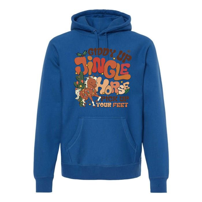 Groovy Cow Xmas Giddy Up Jingle Horse Pick Up Your Feet Gift Premium Hoodie