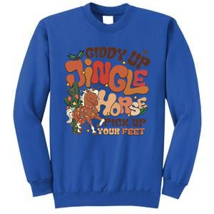 Groovy Cow Xmas Giddy Up Jingle Horse Pick Up Your Feet Gift Tall Sweatshirt