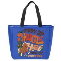 Groovy Cow Xmas Giddy Up Jingle Horse Pick Up Your Feet Gift Zip Tote Bag