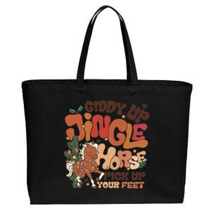 Groovy Cow Xmas Giddy Up Jingle Horse Pick Up Your Feet Gift Cotton Canvas Jumbo Tote