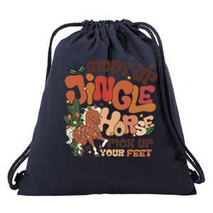 Groovy Cow Xmas Giddy Up Jingle Horse Pick Up Your Feet Gift Drawstring Bag