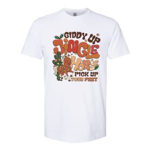 Groovy Cow Xmas Giddy Up Jingle Horse Pick Up Your Feet Gift Softstyle CVC T-Shirt