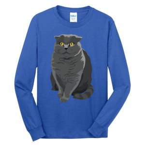 Grey Cat Yellow Eyes Meowy Cat Feline Kitten Lover Gift Tall Long Sleeve T-Shirt