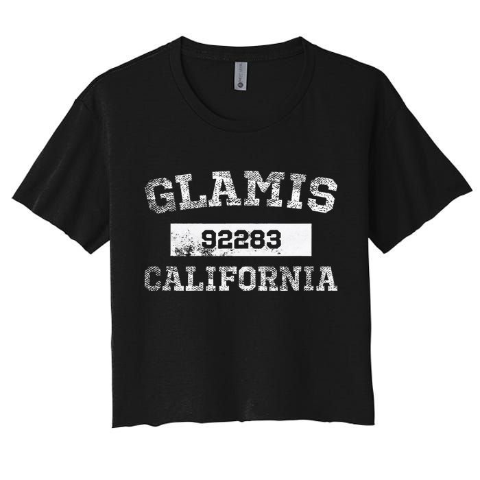 Glamis California Zip Code 92283 Distressed Women's Crop Top Tee