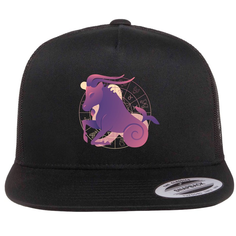 Goat Capricorn Zodiac Flat Bill Trucker Hat
