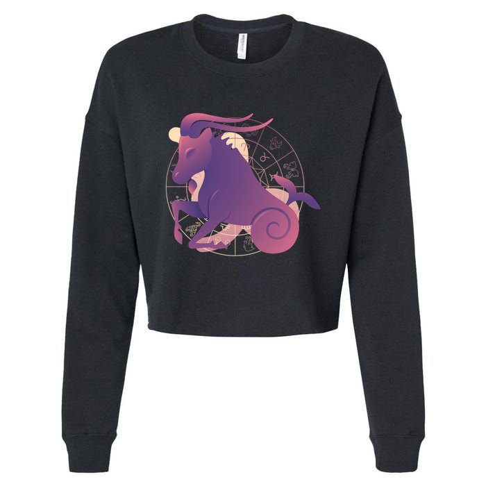 Goat Capricorn Zodiac Cropped Pullover Crew