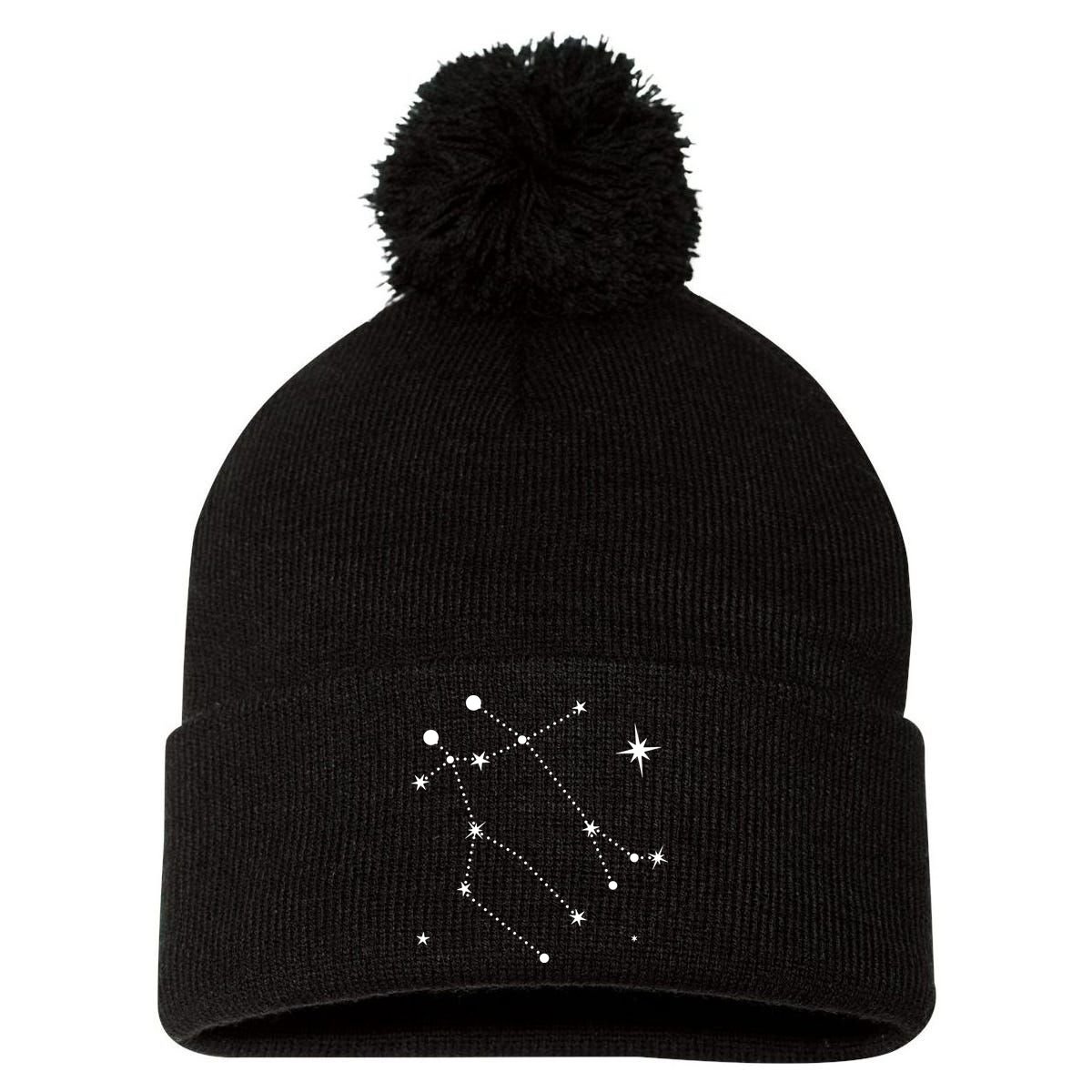Gemini Constellation Zodiac Pom Pom 12in Knit Beanie
