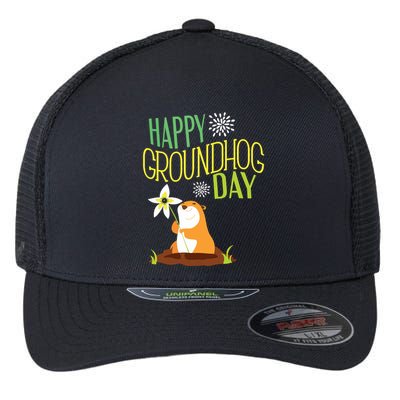 Groundhog Day 2024 Happy Ground Hog Flexfit Unipanel Trucker Cap