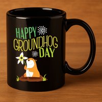 Groundhog Day 2024 Happy Ground Hog 11oz C Handle Ceramic Mug