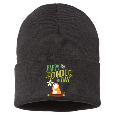 Groundhog Day 2024 Happy Ground Hog Sustainable Knit Beanie