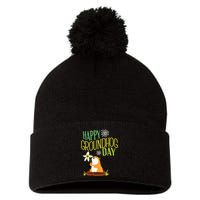 Groundhog Day 2024 Happy Ground Hog Pom Pom 12in Knit Beanie