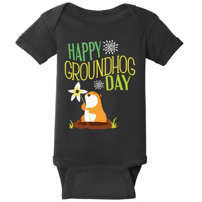 Groundhog Day 2024 Happy Ground Hog Baby Bodysuit