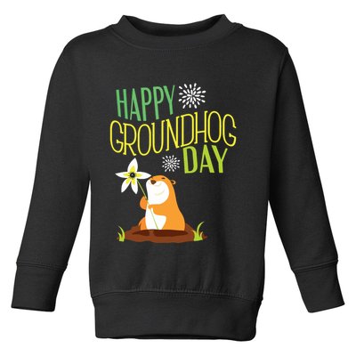 Groundhog Day 2024 Happy Ground Hog Toddler Sweatshirt