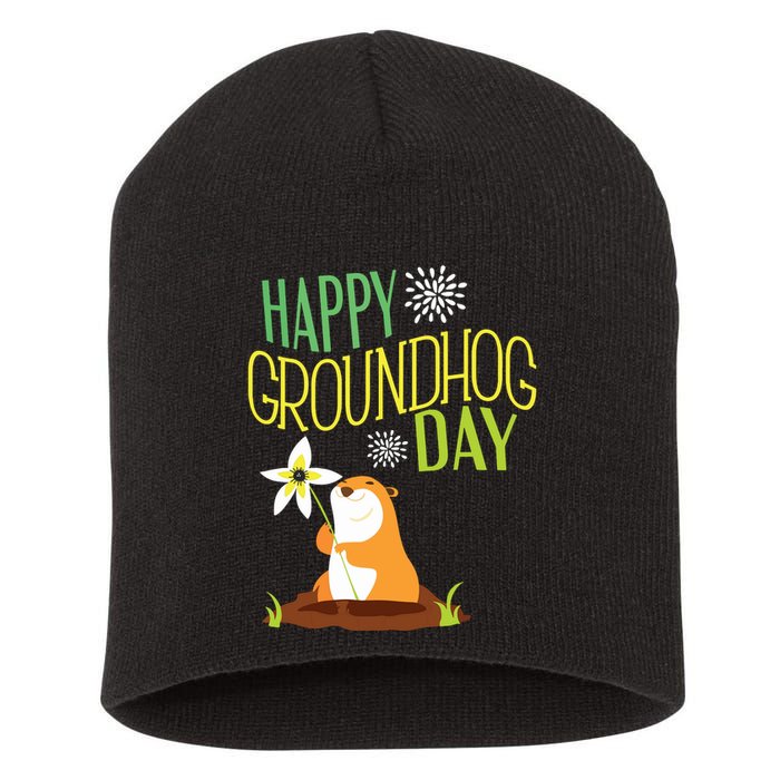 Groundhog Day 2024 Happy Ground Hog Short Acrylic Beanie