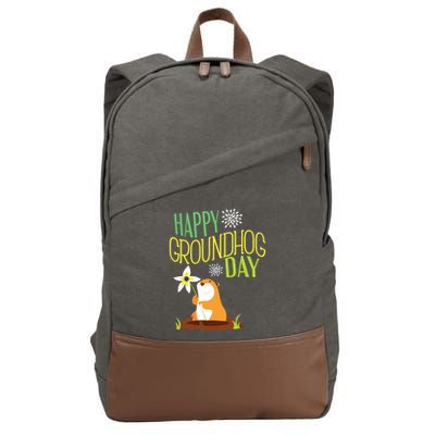 Groundhog Day 2024 Happy Ground Hog Cotton Canvas Backpack