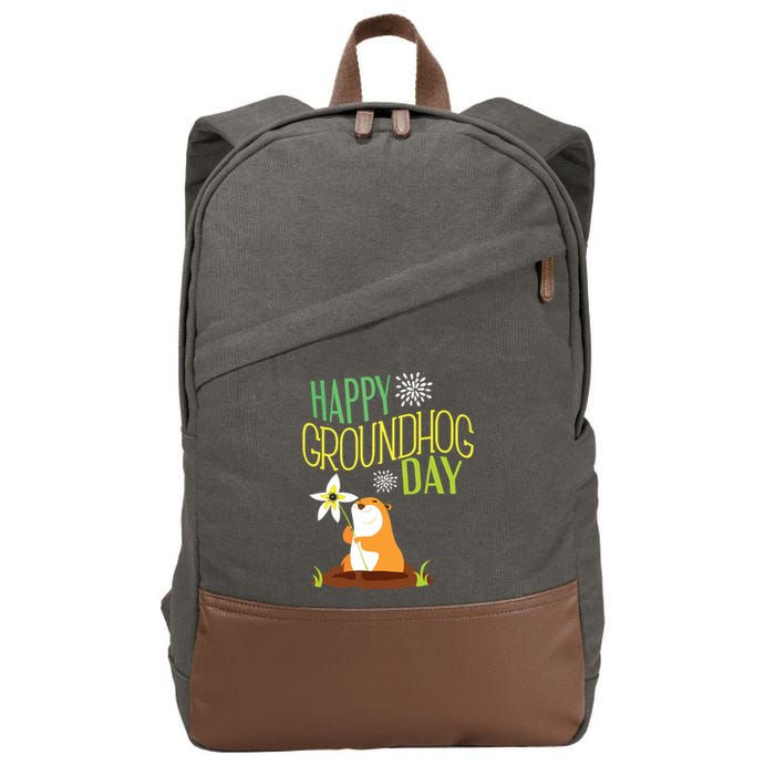 Groundhog Day 2024 Happy Ground Hog Cotton Canvas Backpack
