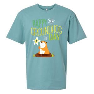 Groundhog Day 2024 Happy Ground Hog Sueded Cloud Jersey T-Shirt