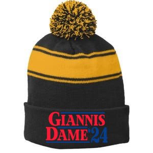 Giannis Dame 24 Stripe Pom Pom Beanie