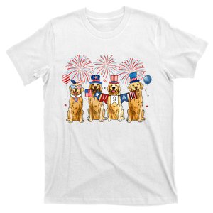 Golden Dog 4th Of July American Flag T-Shirt