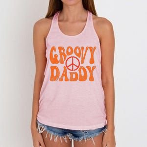 Groovy Daddy 70s Aesthetic Nostalgia 1970s Retro Dad Women's Knotted Racerback Tank