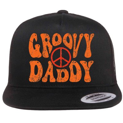 Groovy Daddy 70s Aesthetic Nostalgia 1970's Retro Dad Flat Bill Trucker Hat