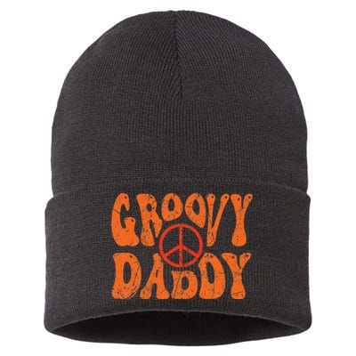 Groovy Daddy 70s Aesthetic Nostalgia 1970's Retro Dad Sustainable Knit Beanie