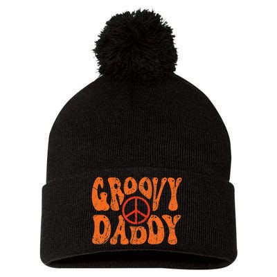 Groovy Daddy 70s Aesthetic Nostalgia 1970's Retro Dad Pom Pom 12in Knit Beanie