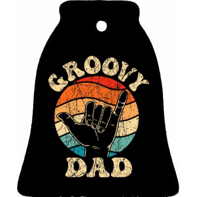 Groovy Dad 70s Aesthetic Nostalgia 1970's Dad Ceramic Bell Ornament