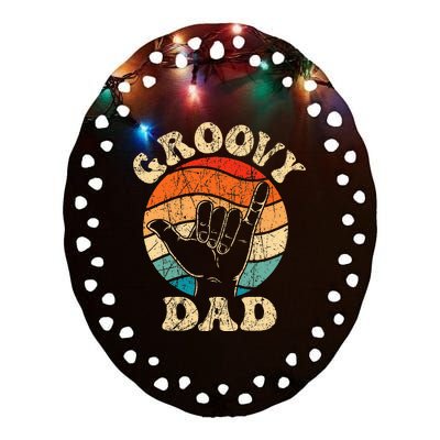 Groovy Dad 70s Aesthetic Nostalgia 1970's Dad Ceramic Oval Ornament