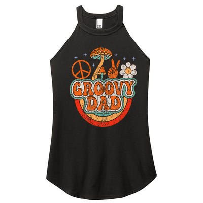 Groovy Dad 70s Aesthetic Nostalgia 1970S Hippie Dad Retro Women’s Perfect Tri Rocker Tank