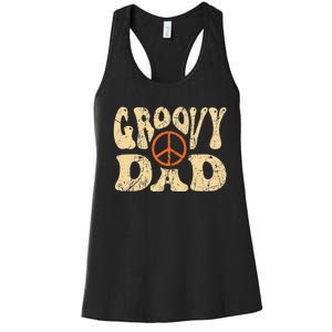 Groovy Dad 70s Aesthetic Nostalgia 1970's Retro Dad Women's Racerback Tank