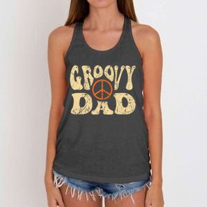 Groovy Dad 70s Aesthetic Nostalgia 1970's Retro Dad Women's Knotted Racerback Tank