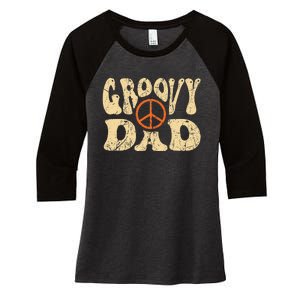 Groovy Dad 70s Aesthetic Nostalgia 1970's Retro Dad Women's Tri-Blend 3/4-Sleeve Raglan Shirt